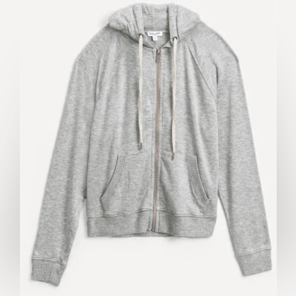 Splendid cashmere zip hoodie heather grey size small